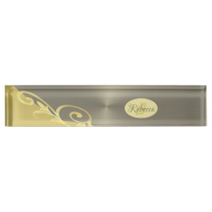 Porte-nom Décor de luxe sur or & argent, Monogramme