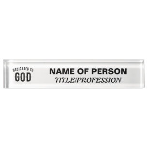PORTE-NOM DÉDIÉ À DIEU COOL PERSONNALISABLE NOIR TEXTE