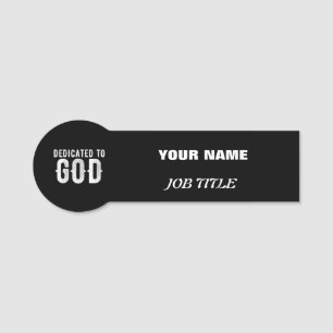 PORTE-NOM DÉDIÉ À DIEU COOL PERSONNALISABLE TEXTE BLANC