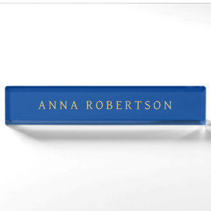 Porte-nom Deep Blue Gold Professional tendance minimaliste c