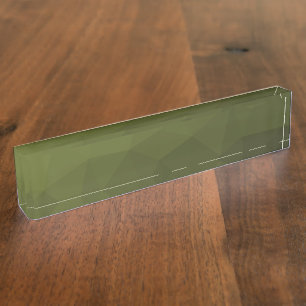 Porte-nom Dégradé de vert olive de l'armée à motif géométriq