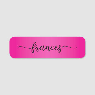 Porte-nom Dégradé Rose Chaud Écriture Manuscrite Script