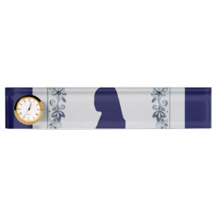 Porte-nom Delft en tuile bleue fille avec une oreille perle
