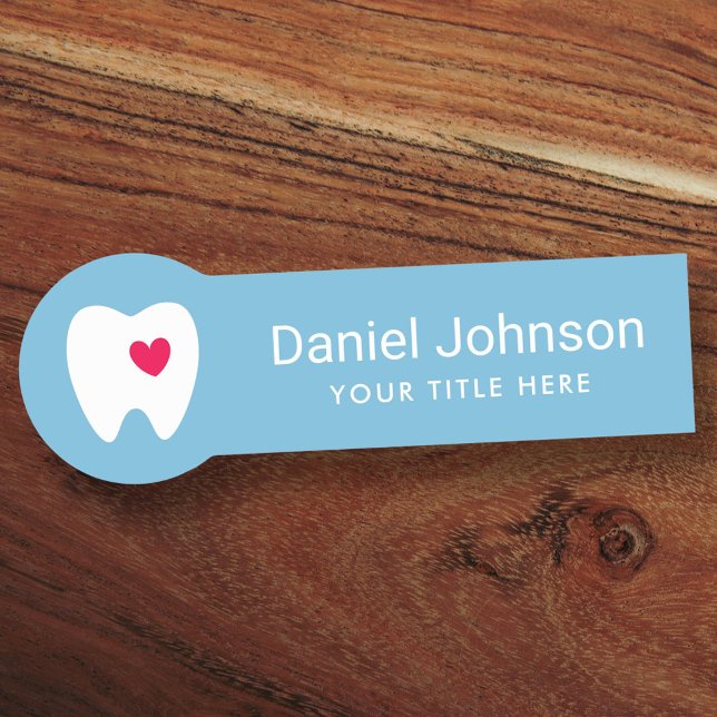 Porte-nom Dent avec coeur rouge dentiste dentaire (Créateur téléchargé)