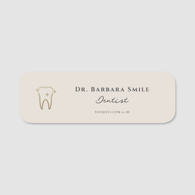 Porte-nom Dental Aesthetic Dentist Sand Beige (Devant)