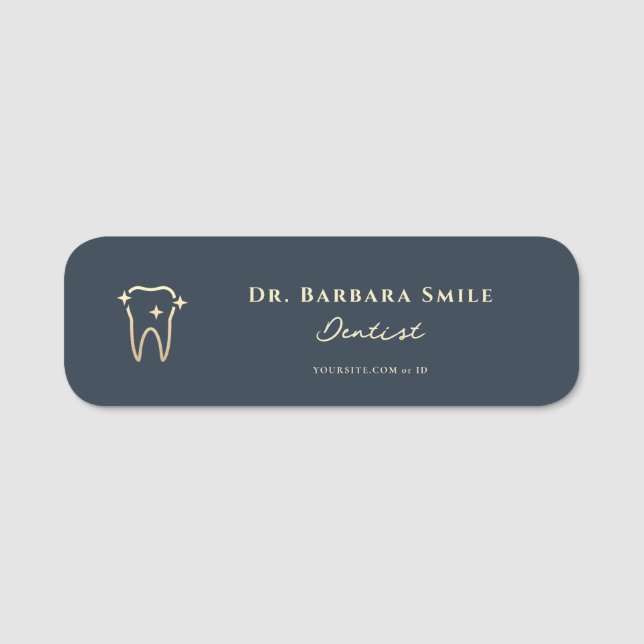 Porte-nom Dental Assistant Charcoal Cosmetic Dentist Élégant (Devant)