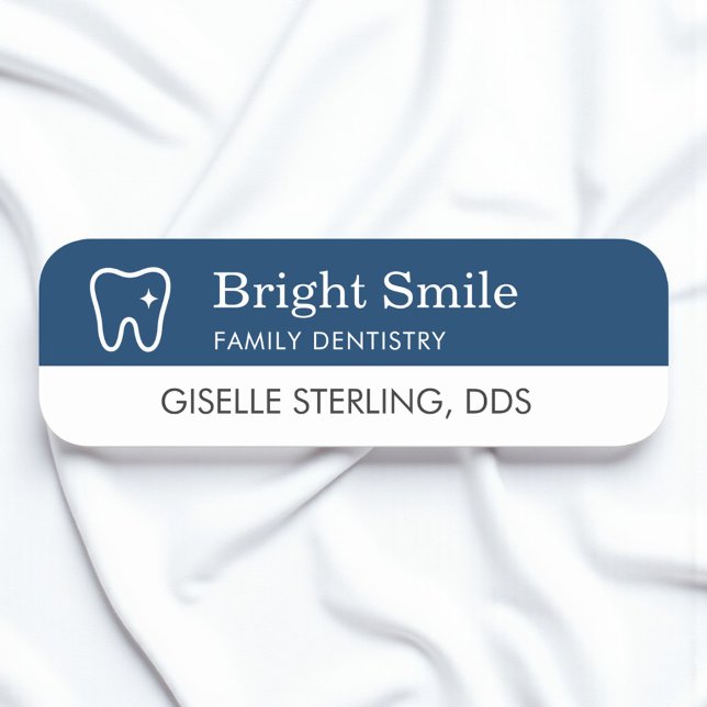 Porte-nom Dentist Tooth Logo Navy Blue Modern Office (Créateur téléchargé)