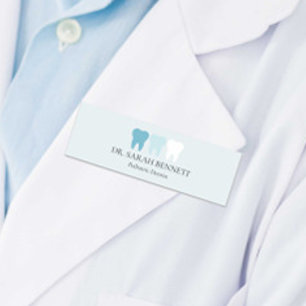 Porte-nom Dentiste élégant bleu clair professionnel