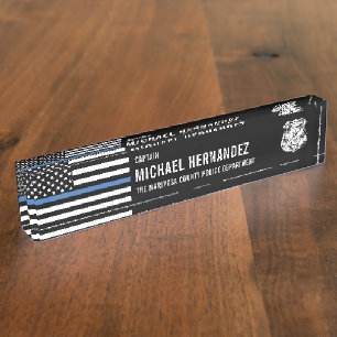 Porte-nom Département d'agent de police personnalisé Thin Bl