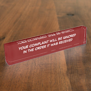 Porte-nom Département de plainte drôle de bureau