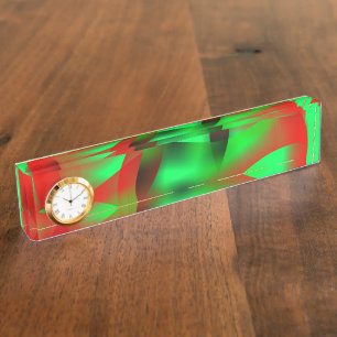 Porte-nom Des ondulations vert citron et rouge clair, avec d