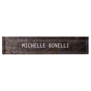 Porte-nom Design en bois Brown Arrière - plan Plain lisible