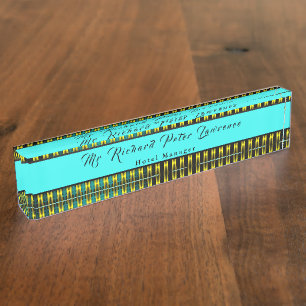 Porte-nom Design Gold Blue Executive