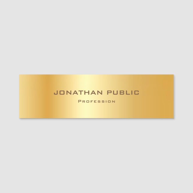 Porte-nom Design métal look or moderne Modèle élégant (Devant)