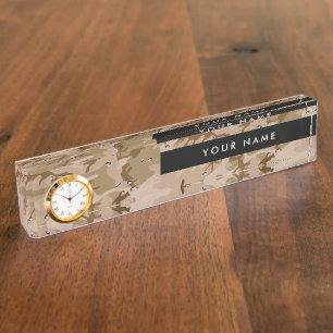 Porte-nom Dessert Camouflage Avec Cailloux, Militaire, Armée