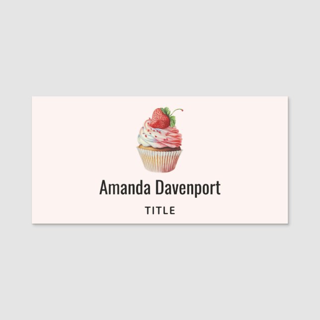 Porte-nom Dessert sucré à la fraise Cupcake (Devant)