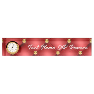 Porte-nom Diamant doré Cuir Tufé Nom du texte personnalisé R