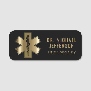 Porte-nom Docteur - Noir et Or