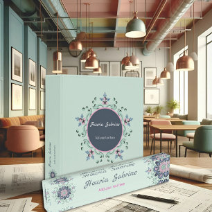 Porte-nom Doodles de mandala modernes turquoise et rose