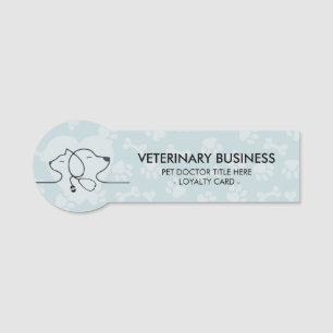 Porte-nom Douces Pattes de Vétérinaire Bleu Coeur Chien Chat