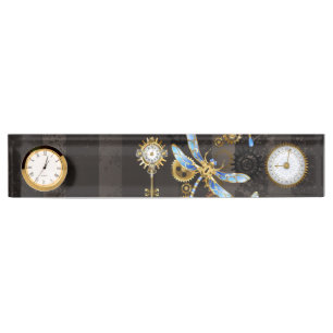 Porte-nom Dragonflies de Steampunk sur arrière - plan rayé b