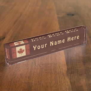 Porte-nom Drapeau Canadien Sur L'Écorce De Birch Intérieur