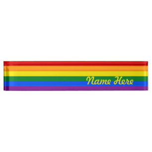 Porte-nom Drapeau de gay pride d'arc-en-ciel