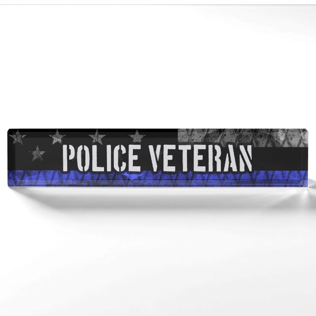 Porte-nom Drapeau de police vétéran en détresse (Devant)