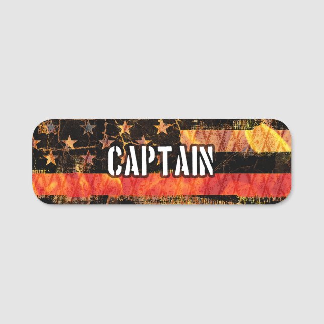 Porte-nom Drapeau du Capitaine Pompier (Devant)