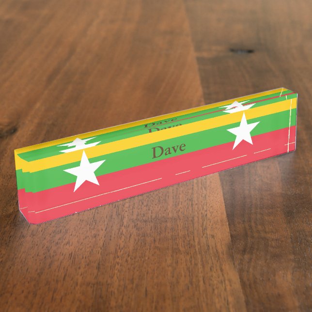 Porte-nom Drapeau du Myanmar (Taille)