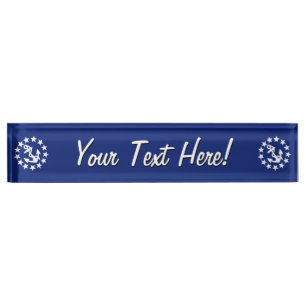 Porte-nom Drapeau Nautique Américain Décor bleu marine