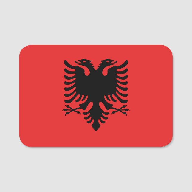 Porte-nom Drapeau patriotique avec drapeau d'Albanie (Devant)