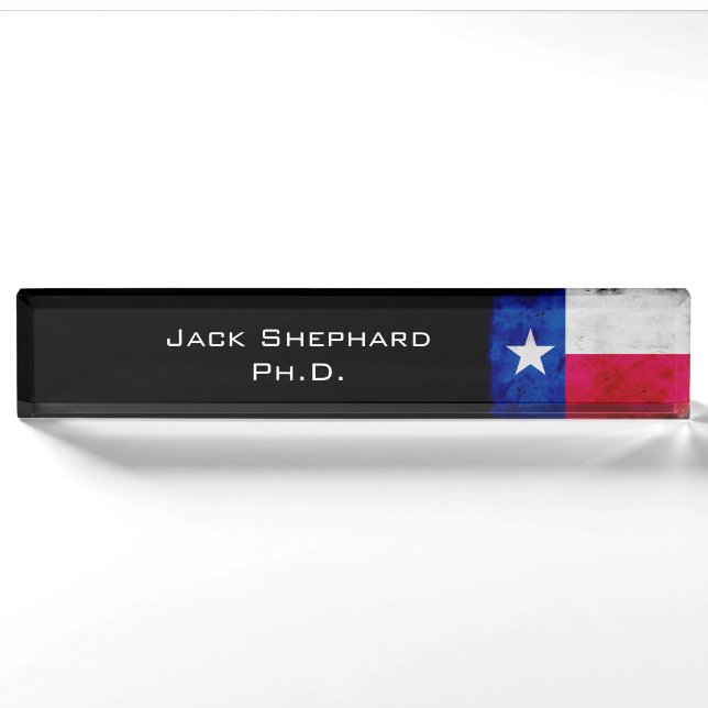 Porte-nom Drapeau patriotique grunge d'état du Texas (Devant)