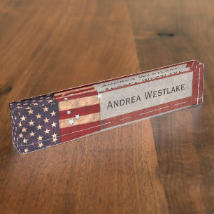 Porte-nom Drapeau vintage des Etats-Unis