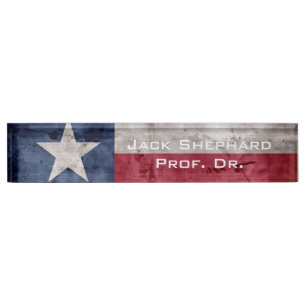 Porte-nom Drapeau vintage patiné d'état du Texas