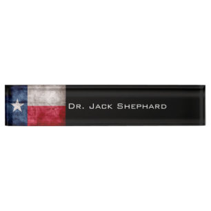 Porte-nom Drapeau vintage patiné d'état du Texas