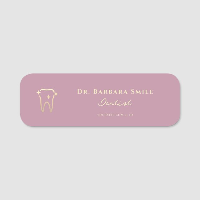 Porte-nom Dusty Pink Dental Assistant Cosmetic Dentist (Devant)