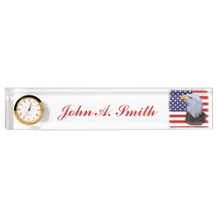 Porte-nom Eagle patriotique et drapeau des Etats-Unis