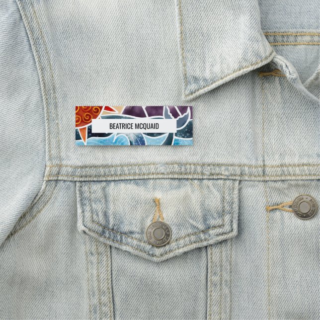 Porte-nom Eau bleu moderne Baleine Côtière (En situation)