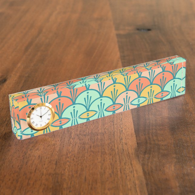 Porte-nom Echelle de poisson géométrique moderne et colorée (Taille)
