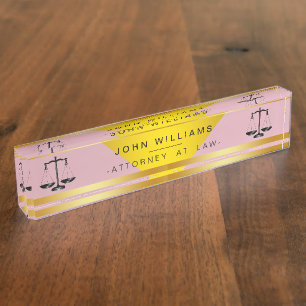 Porte-nom Échelle juridique de noir rose d'or d'avocat