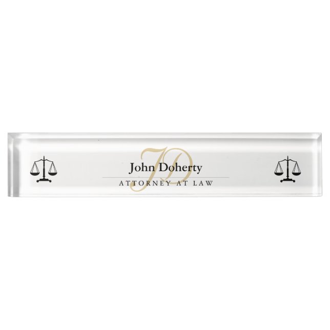 Porte-nom Échelles classiques de justice | Noir (Devant)