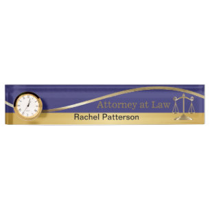 Porte-nom Échelles d'avocat de la justice bleu et or