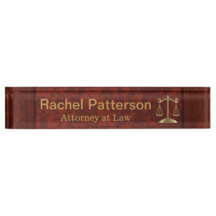 Porte-nom Échelles de cuir rouge rustique de l'avocat de
