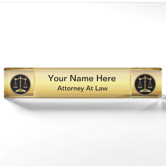Porte-nom Échelles de la loi | d'avocat de la justice | (Devant)