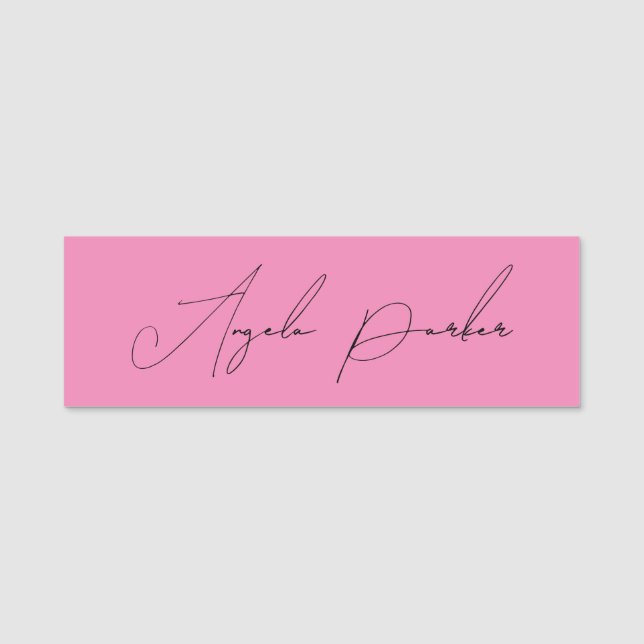 Porte-nom Écriture manuscrite Nom professionnel simple rose (Devant)