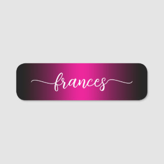 Porte-nom Écriture manuscrite ombrée rose vif et noir