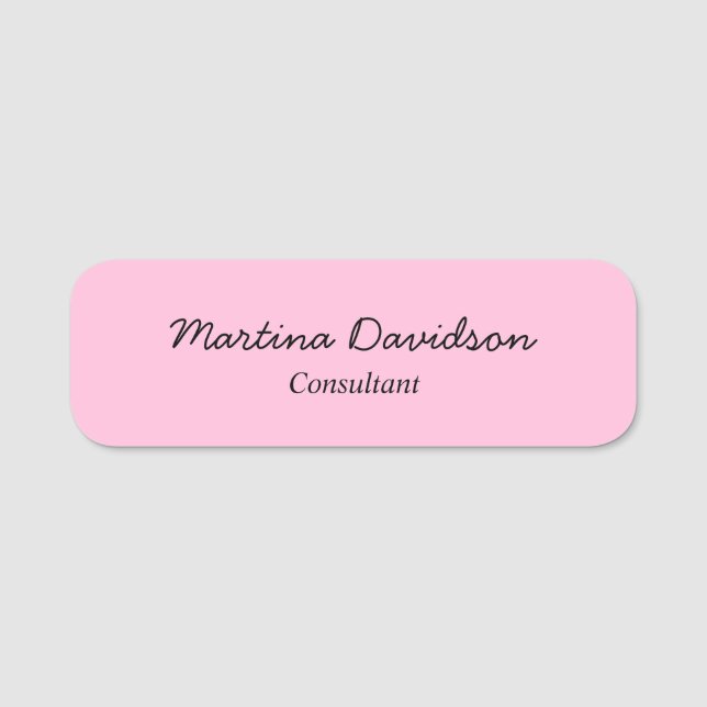 Porte-nom Écriture manuscrite originale unique rose (Devant)