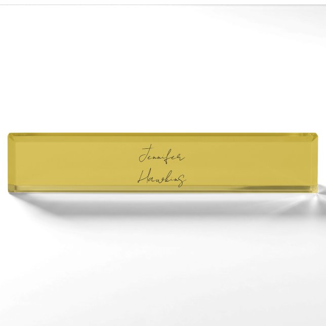 Porte-nom Écriture manuscrite professionnelle couleur or (Devant)