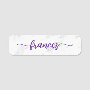 Porte-nom Écriture manuscrite violette faux marbre